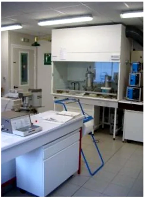 Poste sous hotte aspirante — laboratoire INERIS