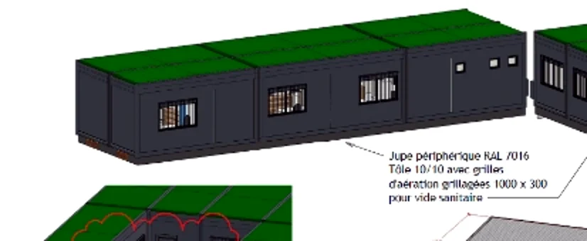 Bâtiment de bureaux modulaire à toiture végétalisée — SGDSN